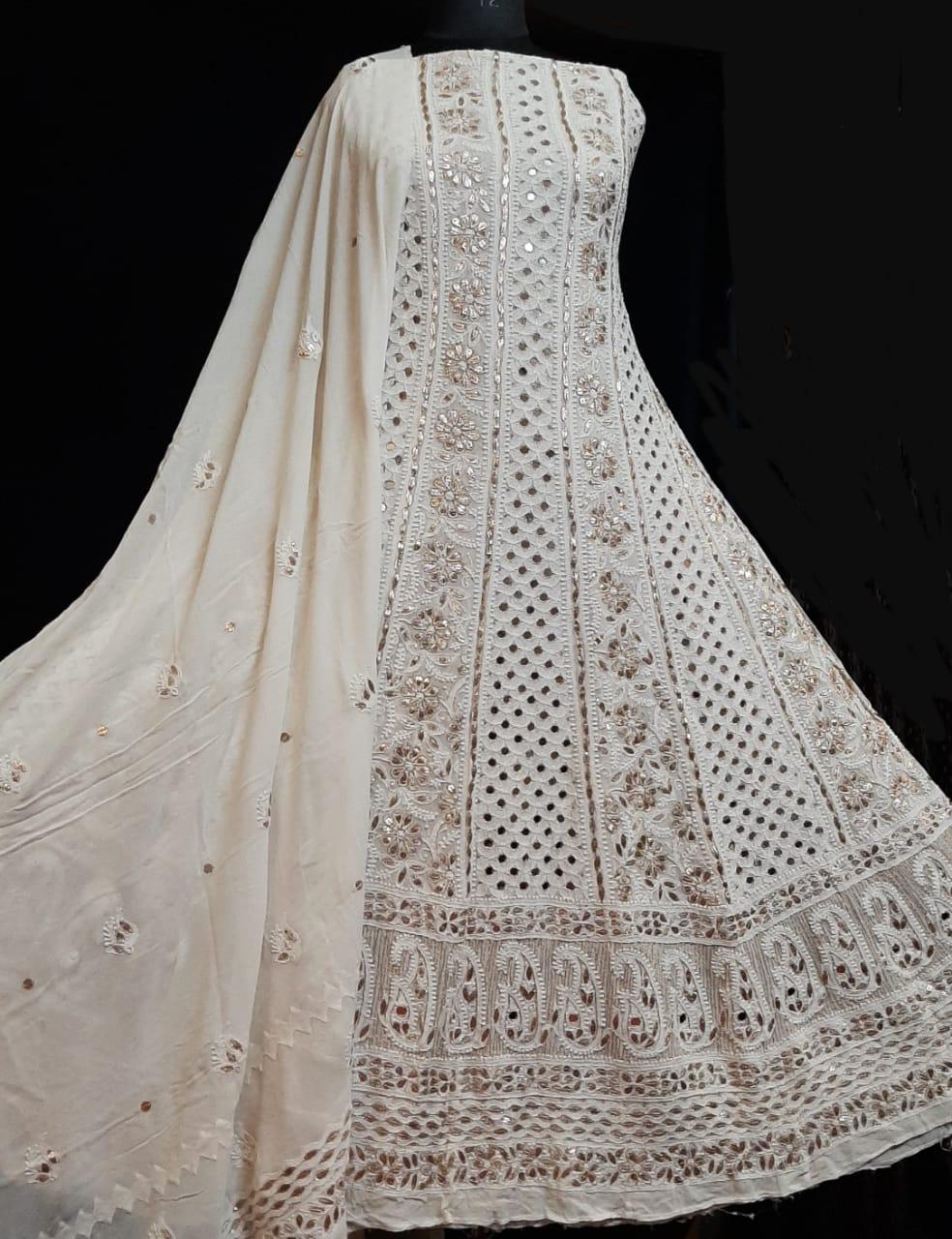 Georgette Anarkali With Dupatta - The Chikan Company