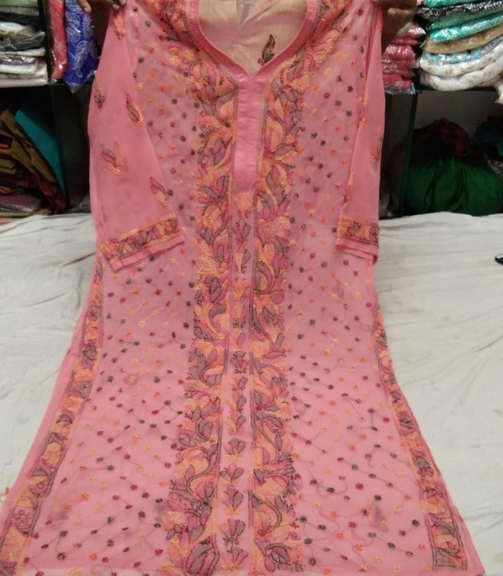 Georgette Resham Work Kurti