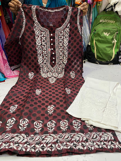 Chanderi Kurti With Cotton Pants