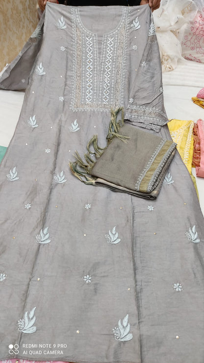 Chanderi Semi-Stitched Suit