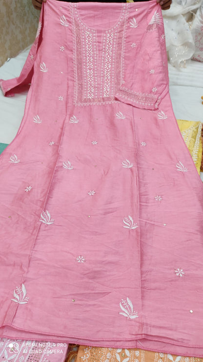 Chanderi Semi-Stitched Suit