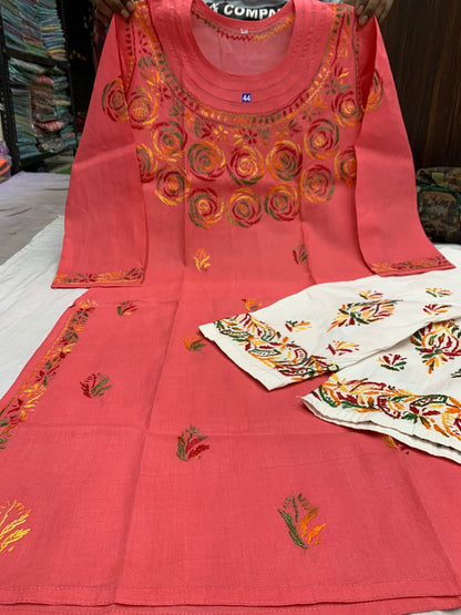 Round Neck Cotton Kurti 2pc Set