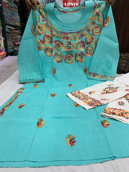 Round Neck Cotton Kurti 2pc Set