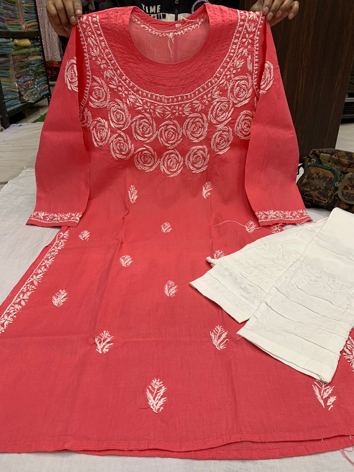 Round Neck Cotton Kurti 2pc Set