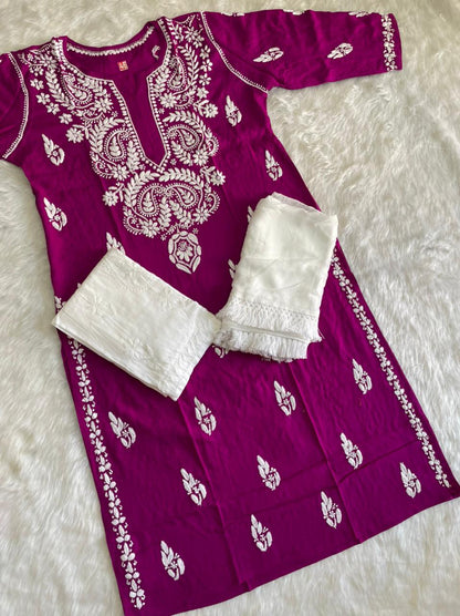 Rayon Kurti With Palazzo And Dupatta