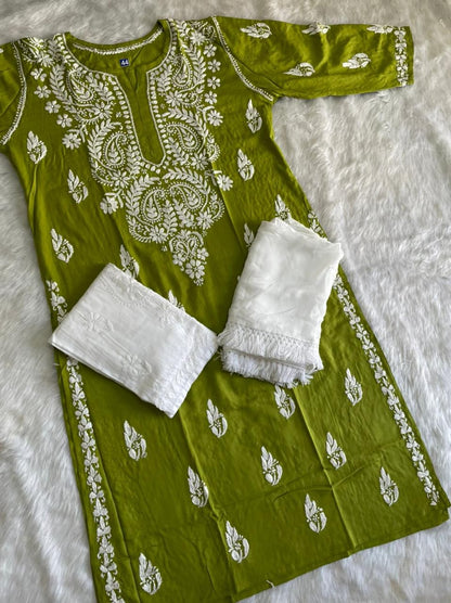 Rayon Kurti With Palazzo And Dupatta