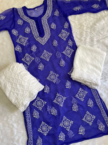 Circle Jaal Kurti With Sharara And Dupatta