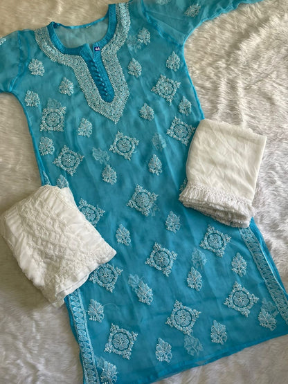 Circle Jaal Kurti With Sharara And Dupatta