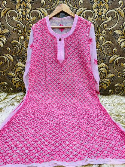 Georgette Chaupatta Jaal Kurti