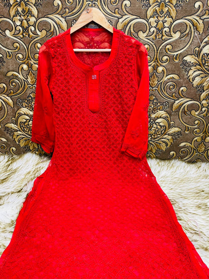 Georgette Chaupatta Jaal Kurti