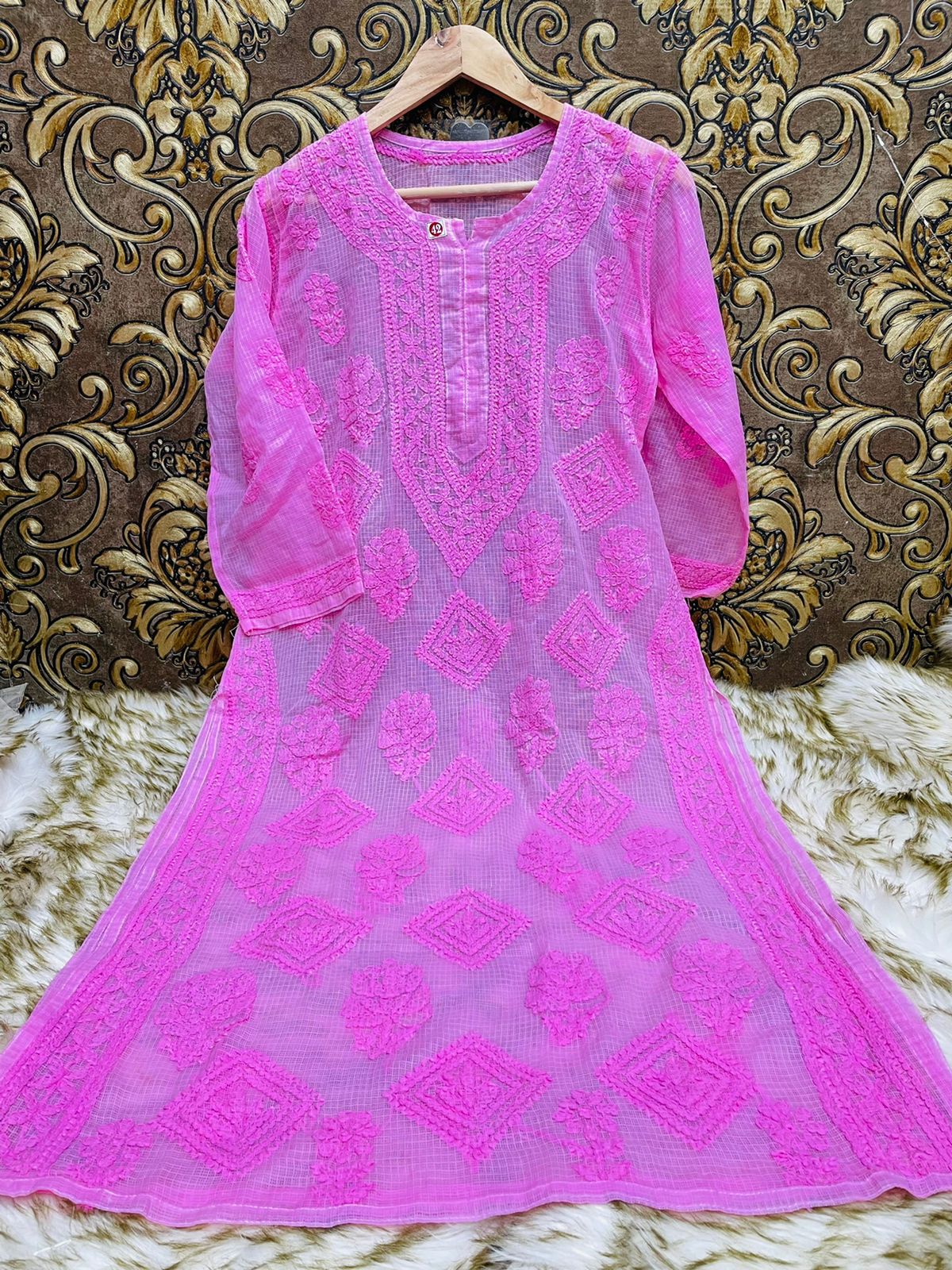 Dyeable Buta Flower Kurti