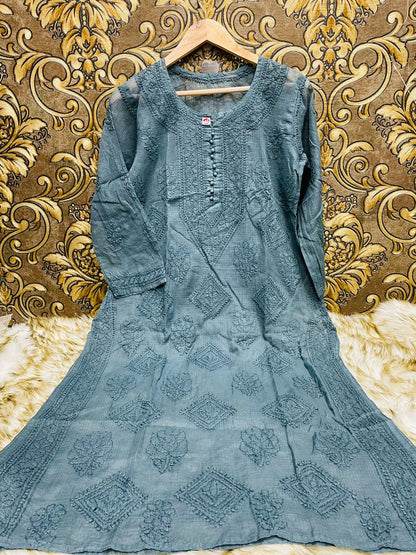 Dyeable Buta Flower Kurti