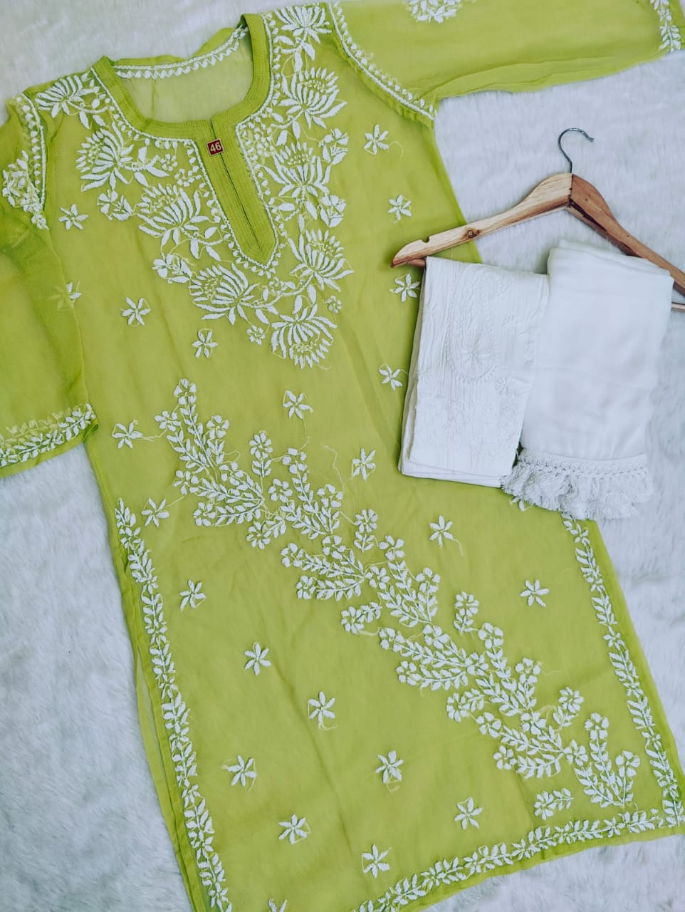 Georgette Kurti With Pant And Dupatta