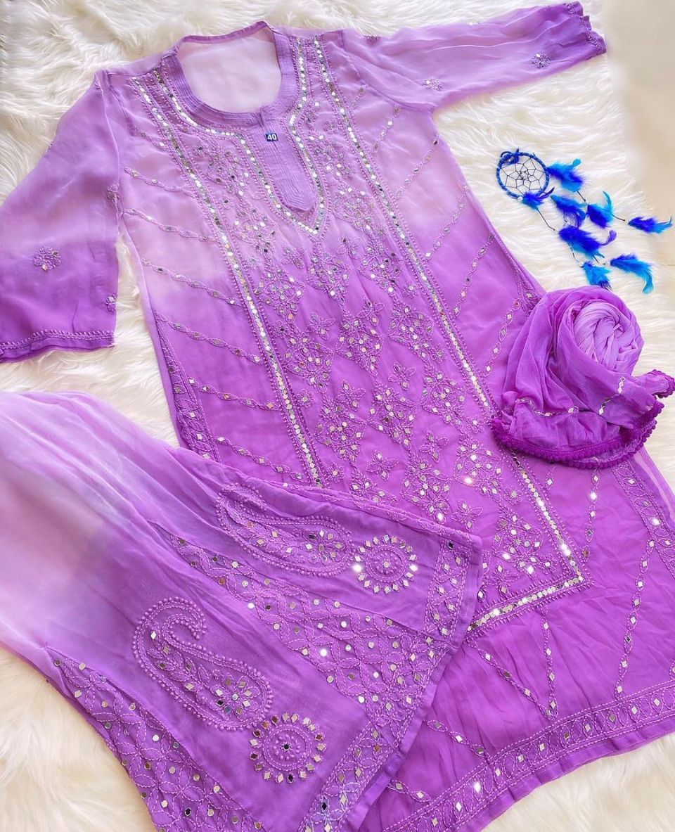 Panel Jaal Kurti With Sharara & Dupatta