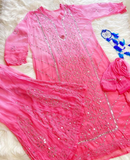 Panel Jaal Kurti With Sharara & Dupatta