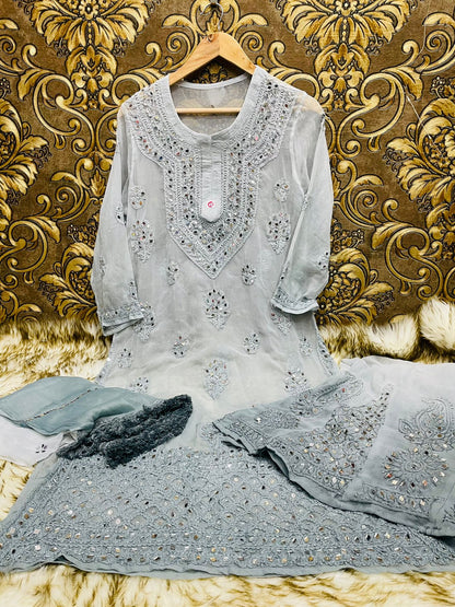 Dual Shaded Mirror Sharara Set