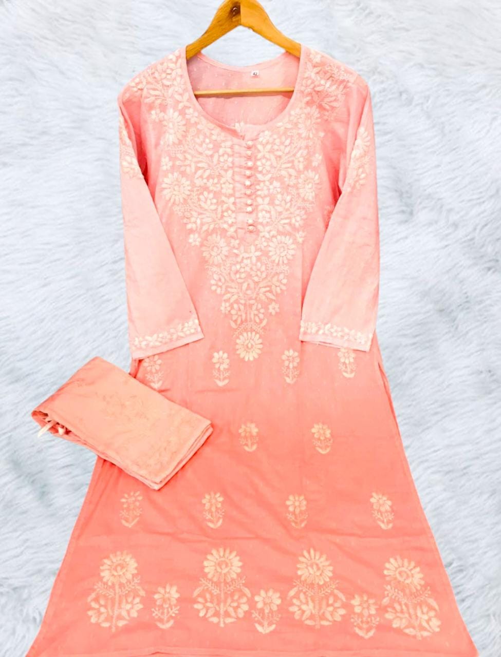 Dobby Cotton Kurti With Pant