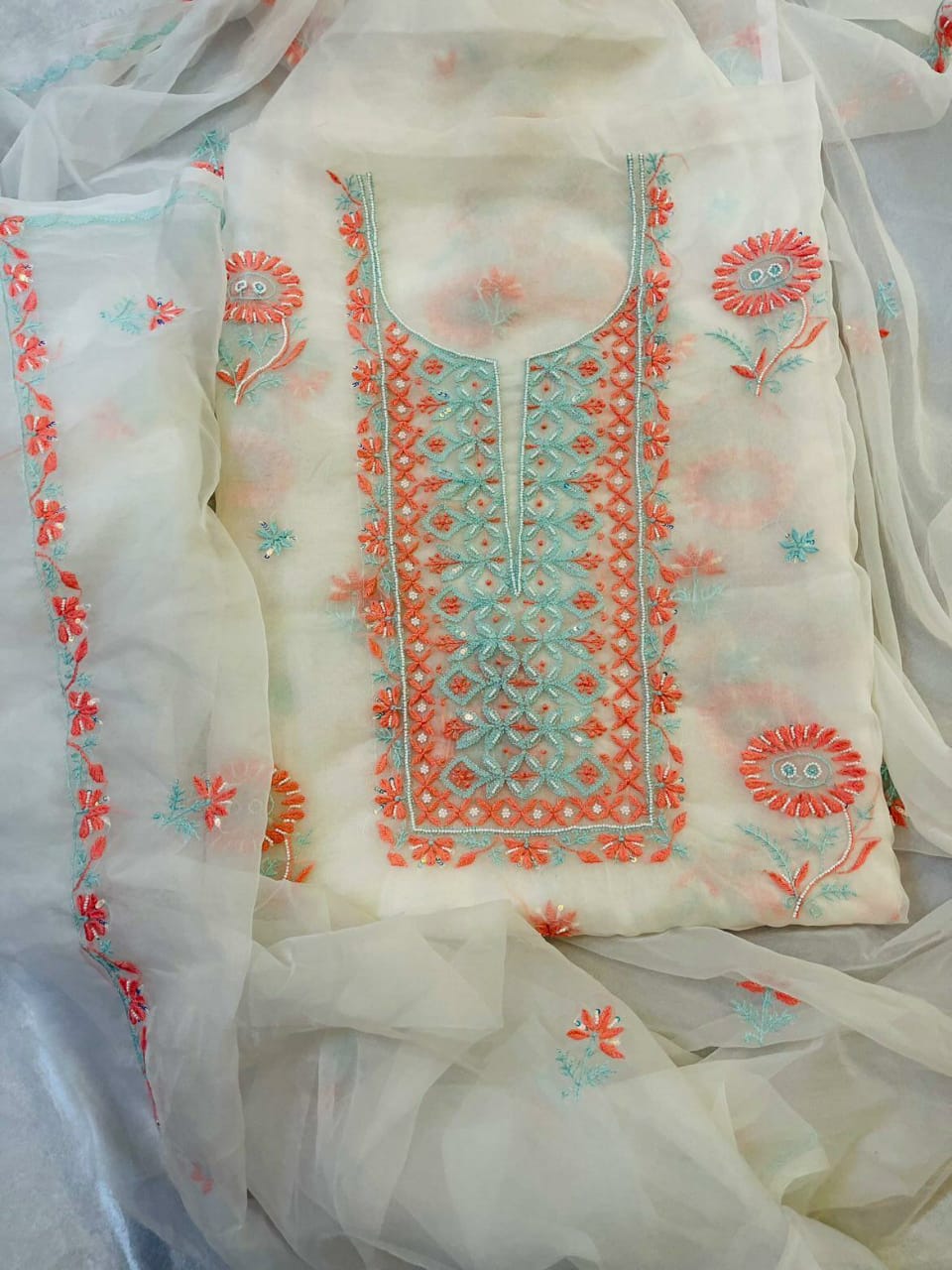 Organza Kurti With Dupatta