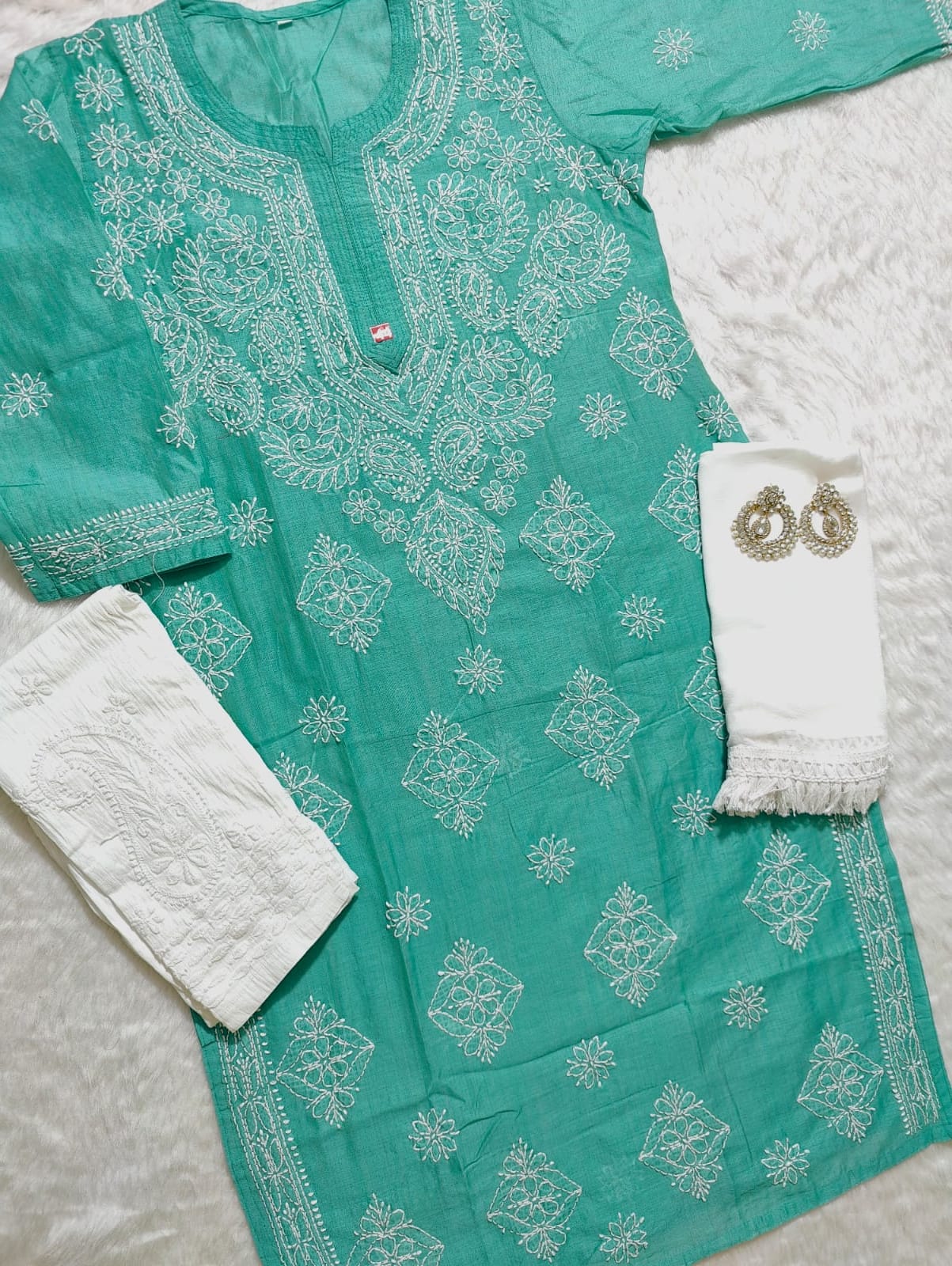 Chanderi Kurti With Pant & Dupatta