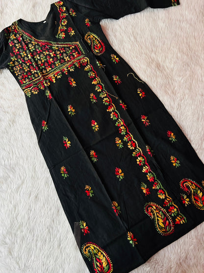 Black Multi Angrakha Kurti With Palazzo