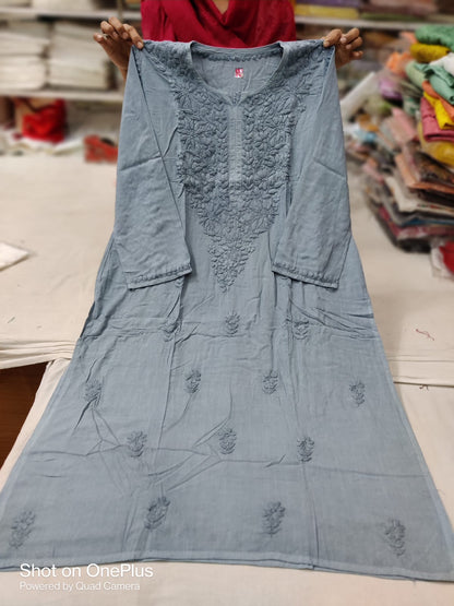 Dyeable modal tone to tone kurta