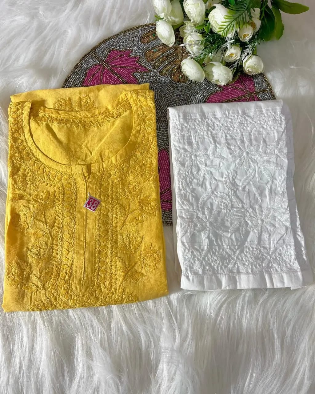 Dyed Cotton Kurti With Pant